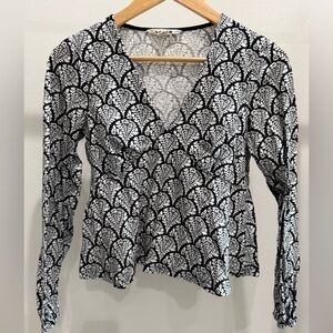 Boden black and white peplum Top